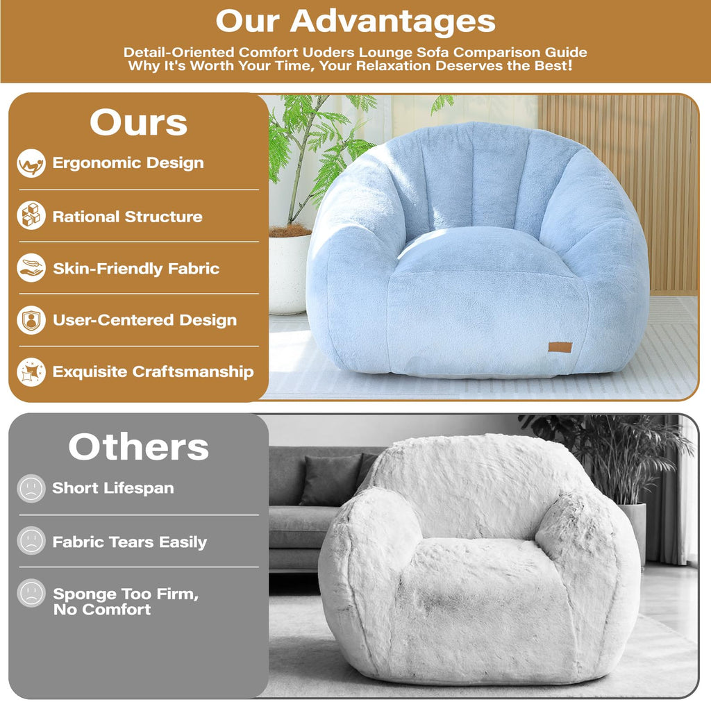 Light Blue Corduroy Bean Bag Chair Q891