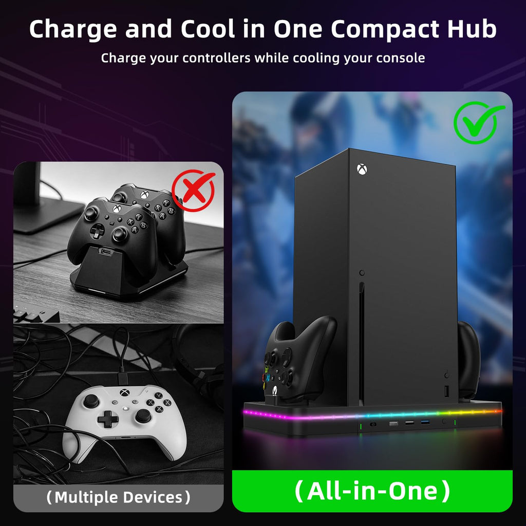 Black Cooling Fan Charging Stand with 3 USB Ports C33711