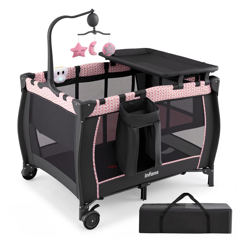 3 in 1 Pack and Play with Bassinet, Changing Table, Storage C579