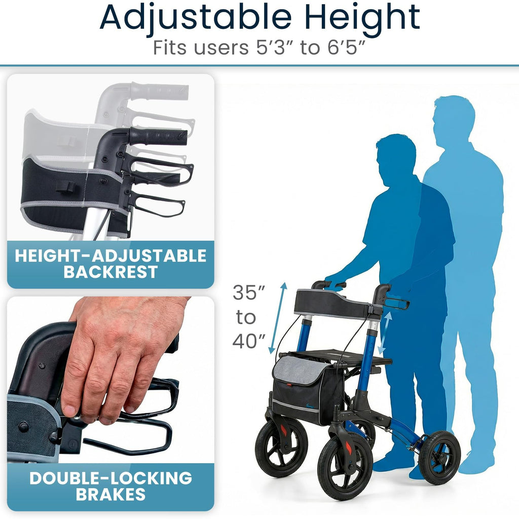 All-Terrain Rollator Walker with 12” Pneumatic Wheels O6073