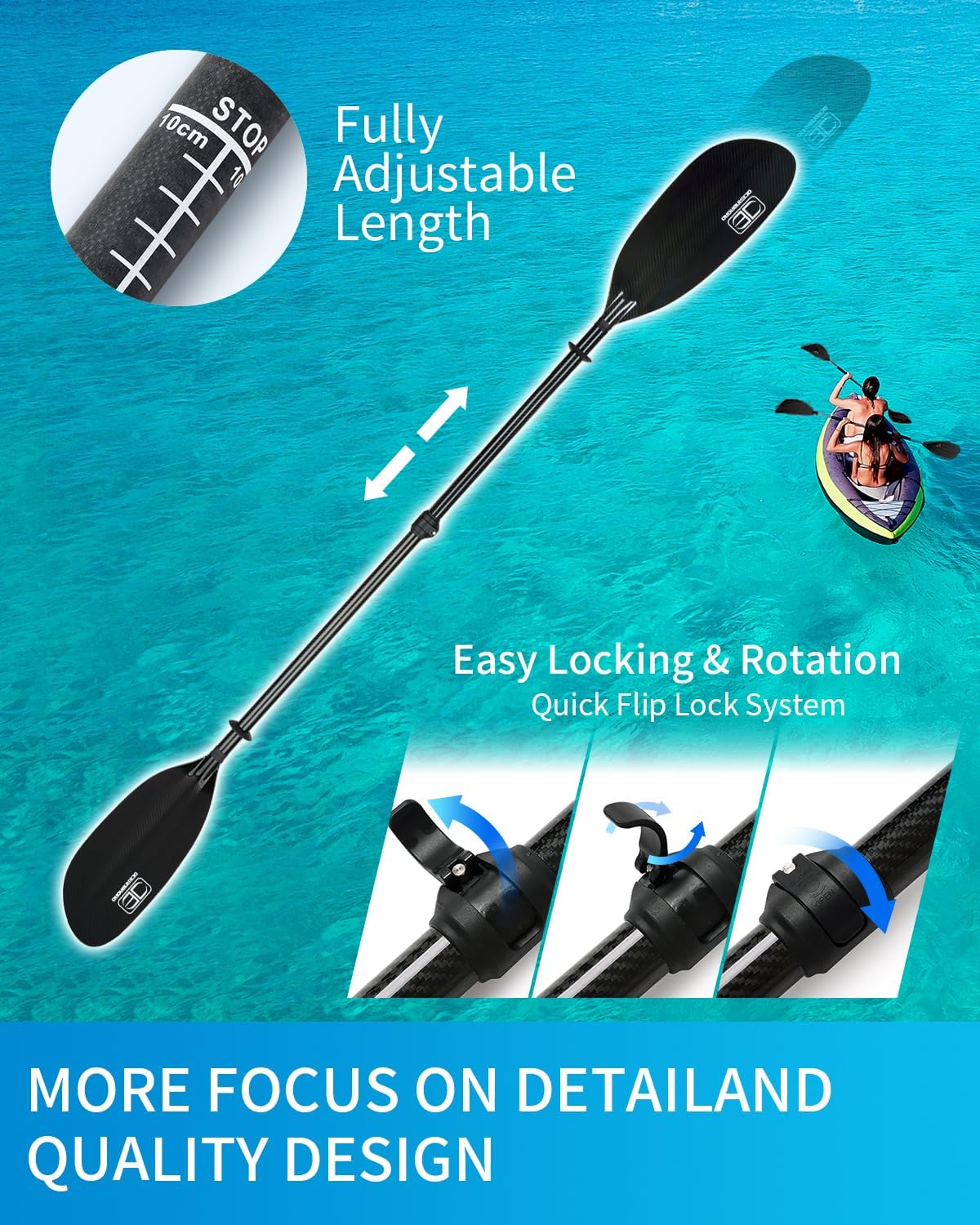 Full Carbon Fiber Adjustable Kayak Paddle T61496