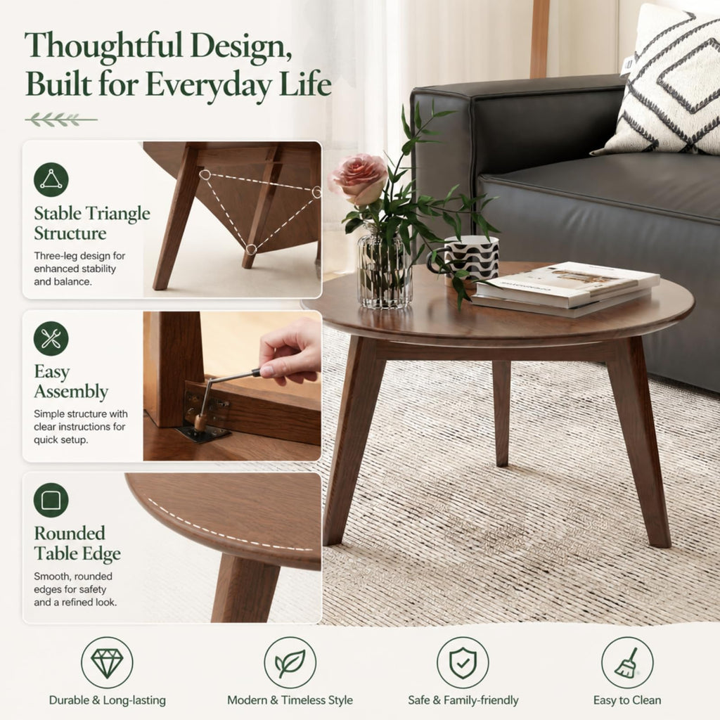 Solid Wood Round Coffee Table O788