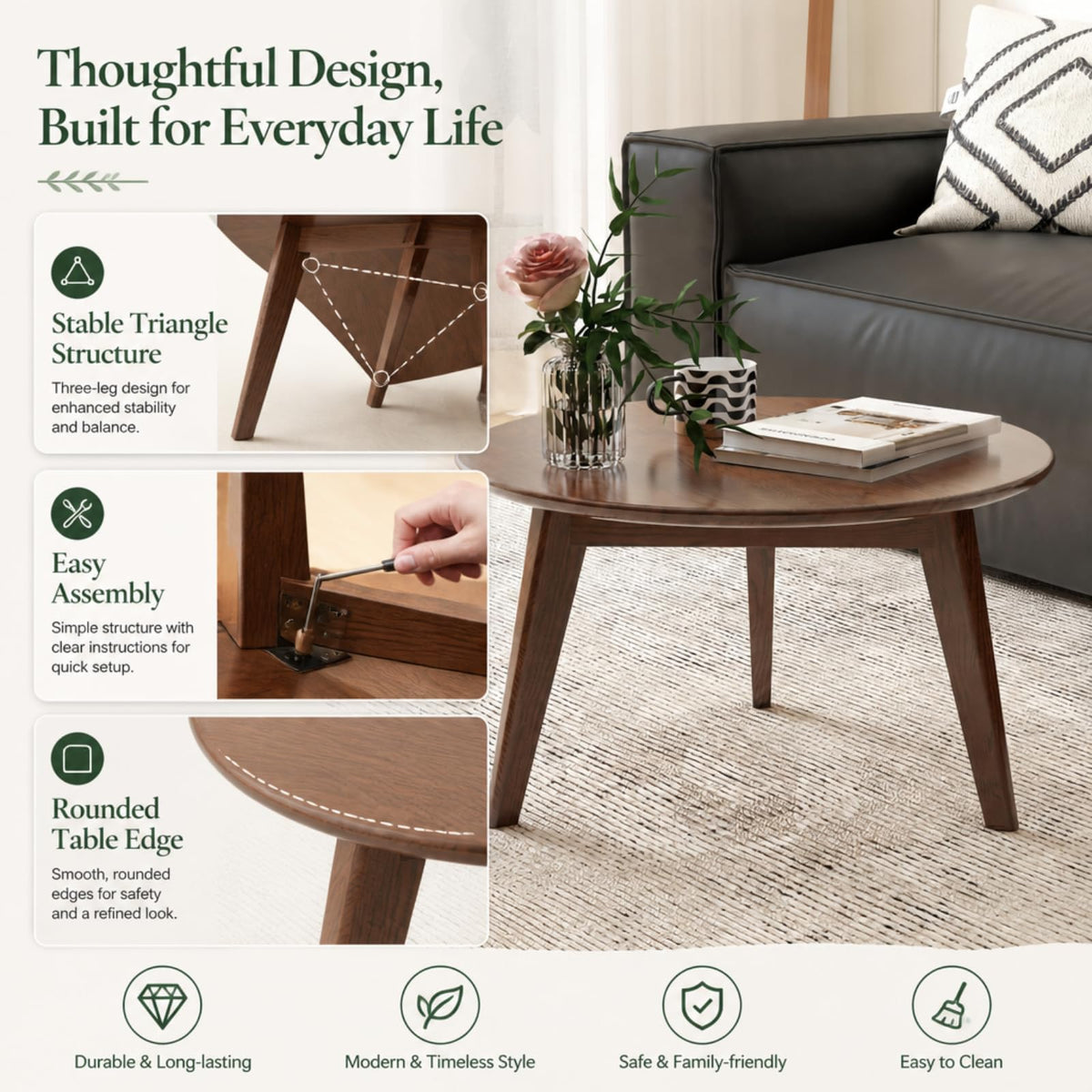 Solid Wood Round Coffee Table O788