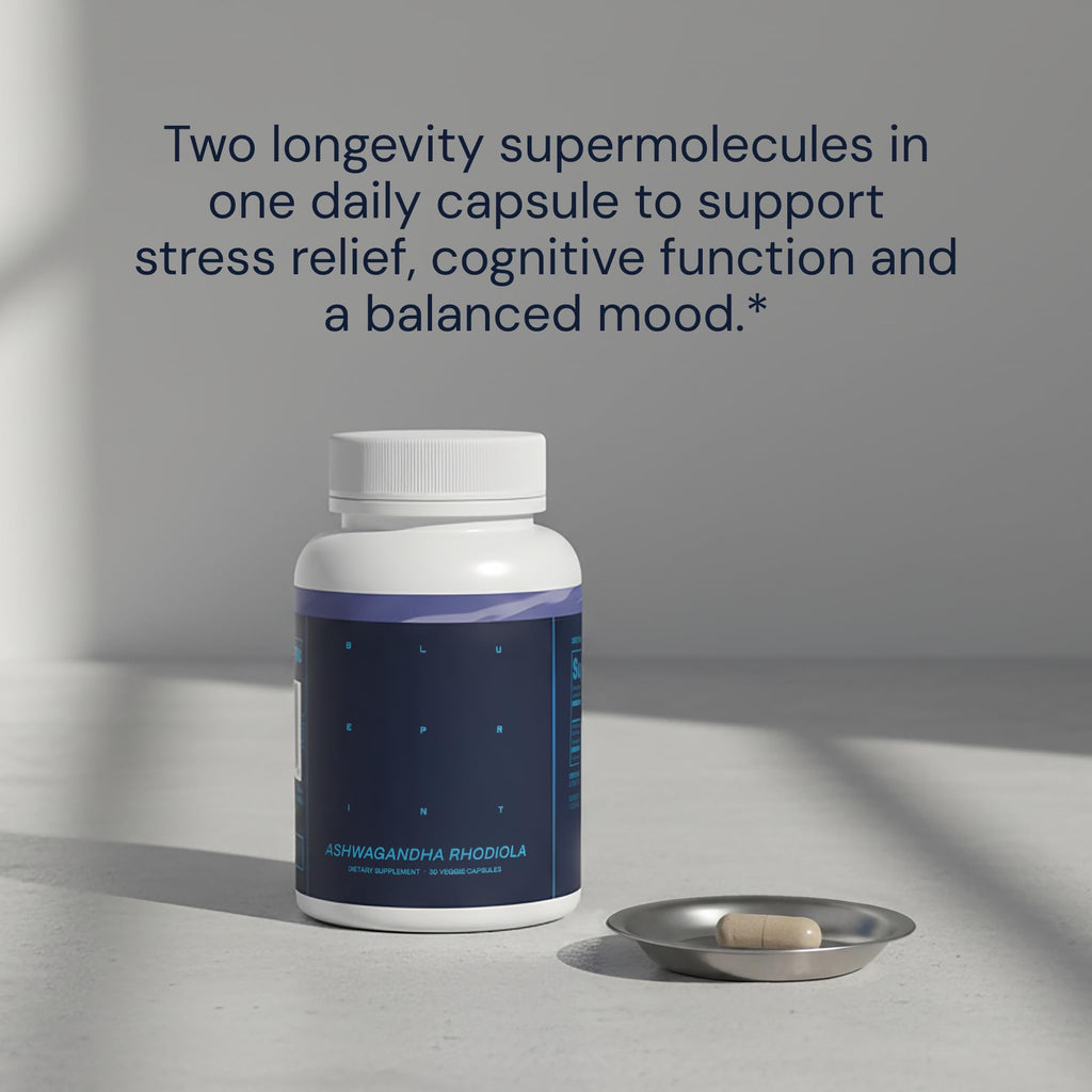 Ashwagandha & Rhodiola 120mg Adaptogen Capsules 30 Vegan Capsules X5008