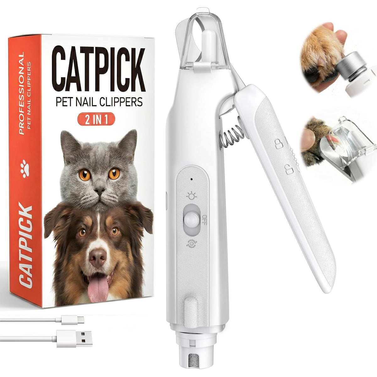 2-in-1 Dog Nail Clippers & Grinder with LED Light H103