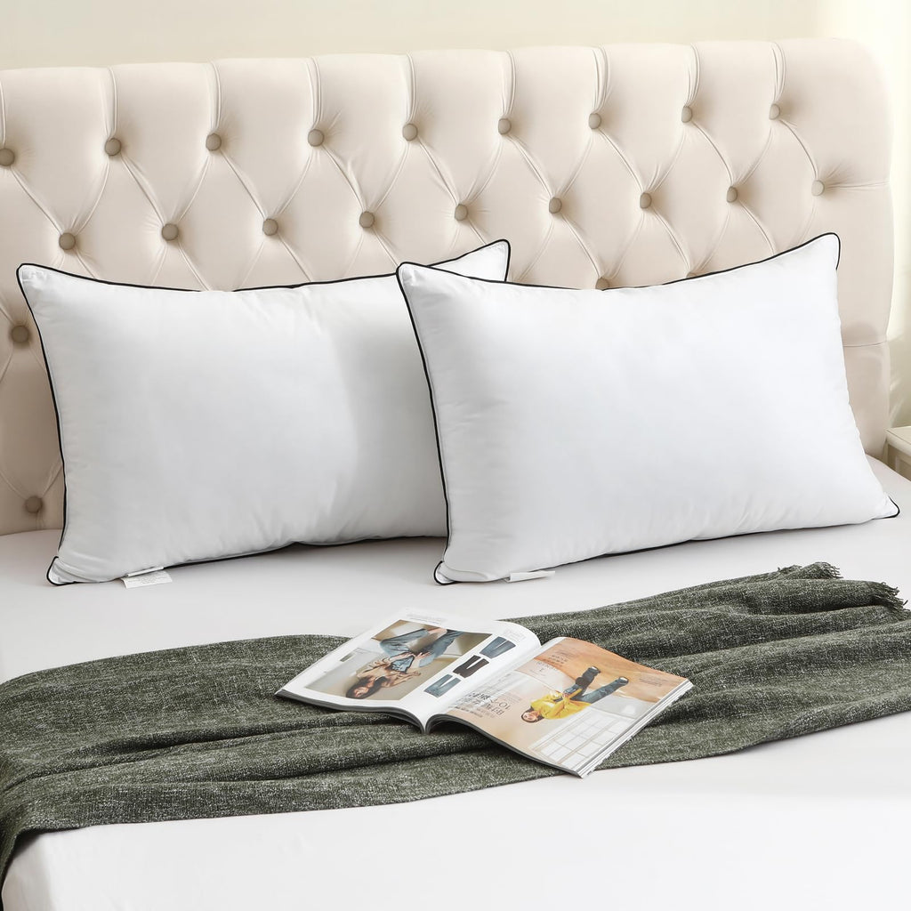 King Size Goose Feather Down Pillows Set of 2 K84287