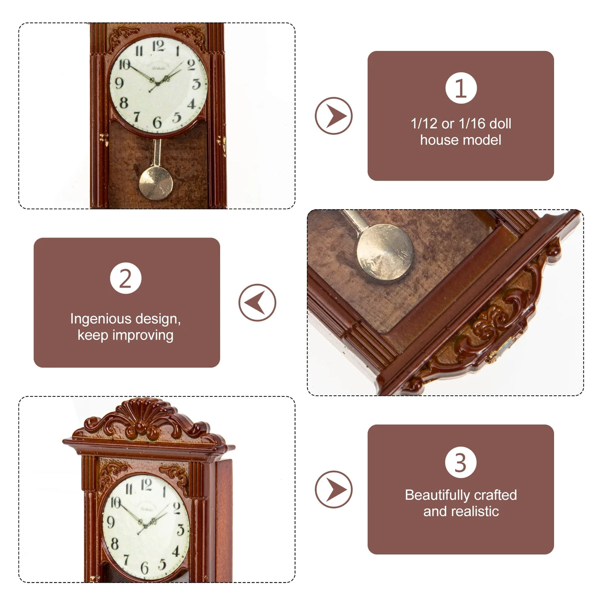 Miniature Roman Clock Dollhouse Accessory O652