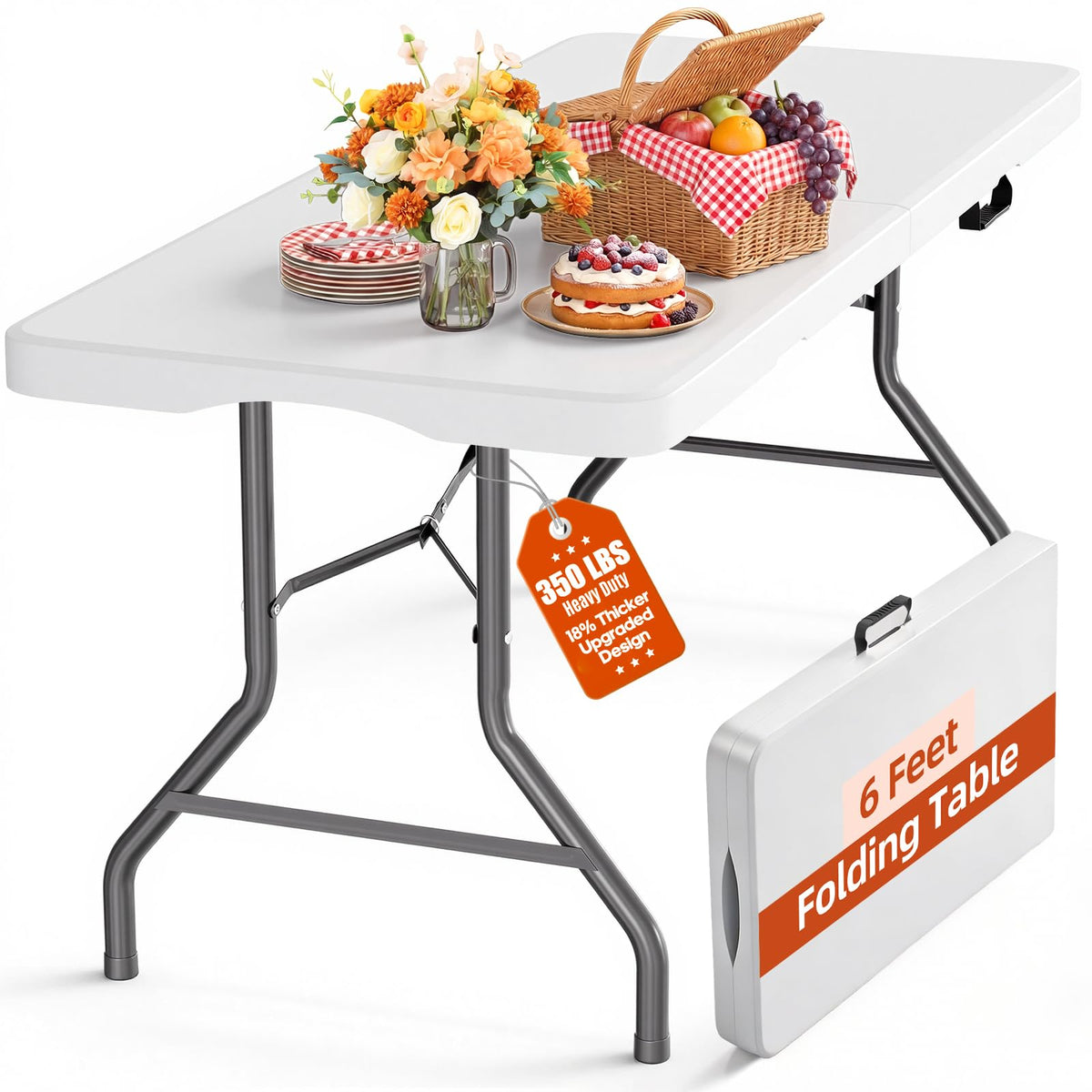 6ft Heavy Duty Folding Table White V2513