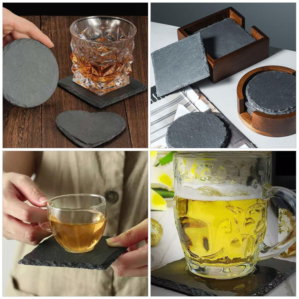 Black Natural Stone Square Coasters X43920