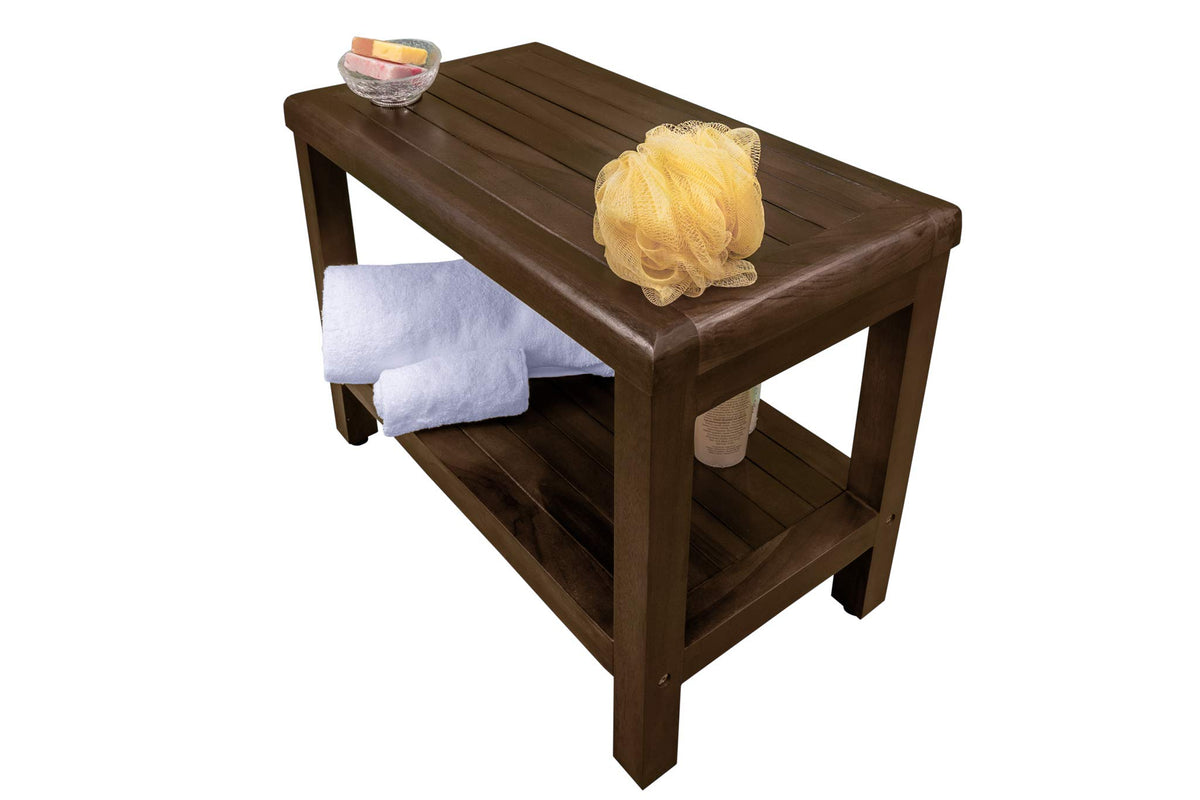 24" Teak Shower Bench with Shelf O177963