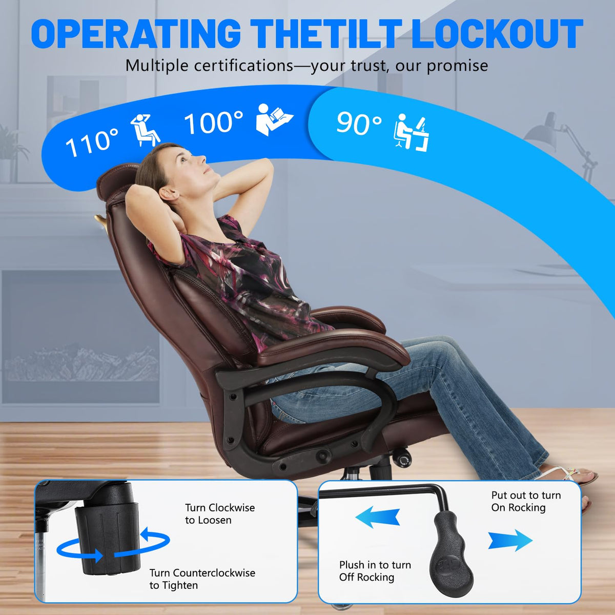 Big and Tall Office Chair with Adjustable Headrest W429372