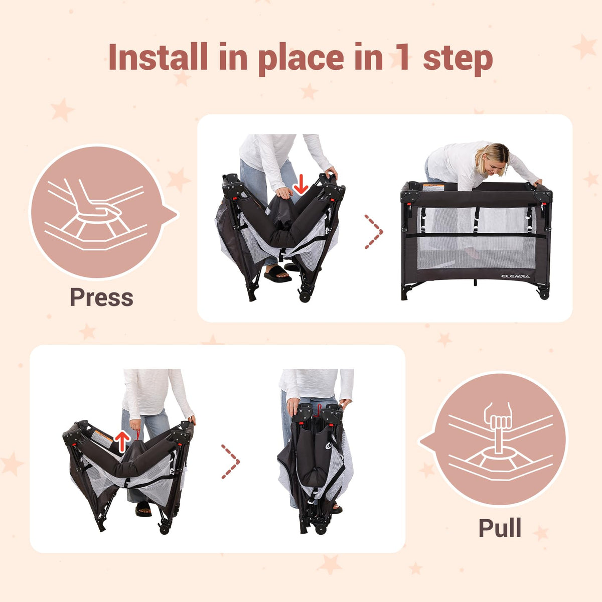 5 in 1 Adjustable Foldable Playard with Changing Table J7736