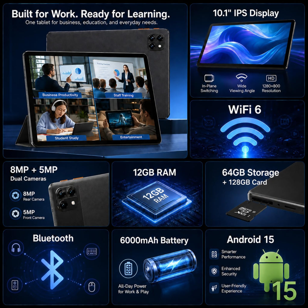 Android 15 Tablet 10.1 in 12GB RAM 64GB ROM L108219