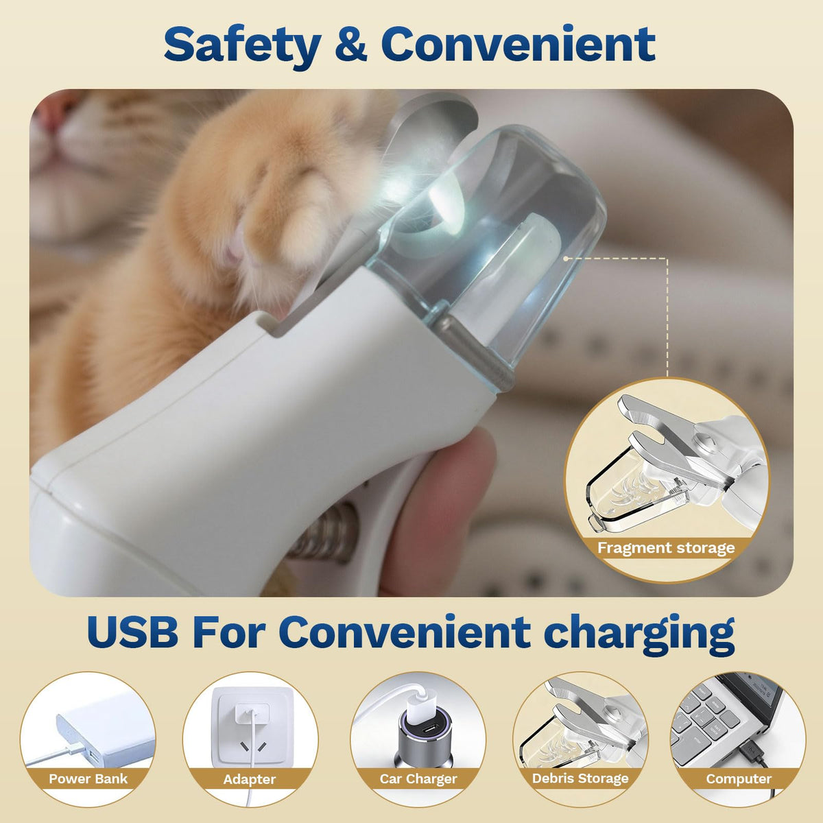 2-in-1 Dog Nail Clippers & Grinder with LED Light H103