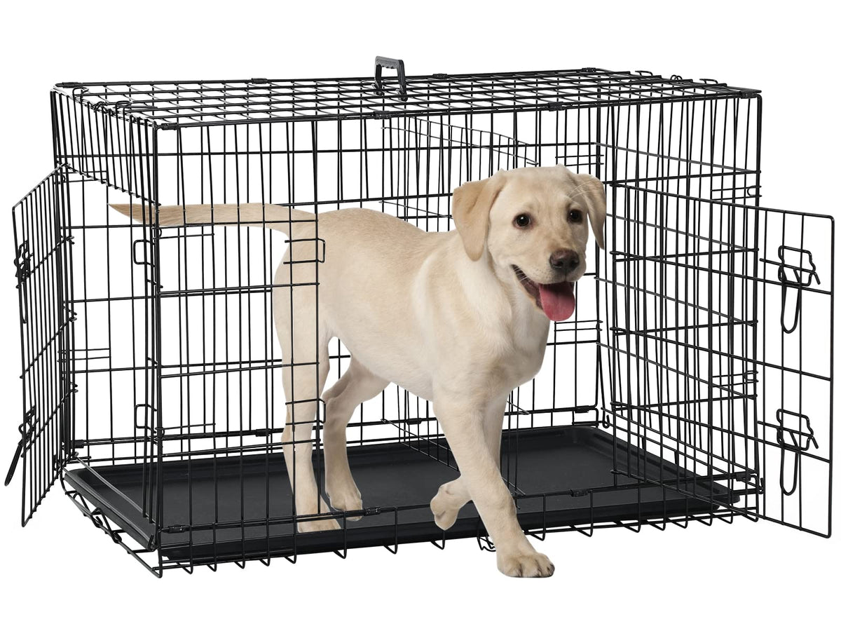 Folding Metal Dog Crate with Tray & Divider F19199
