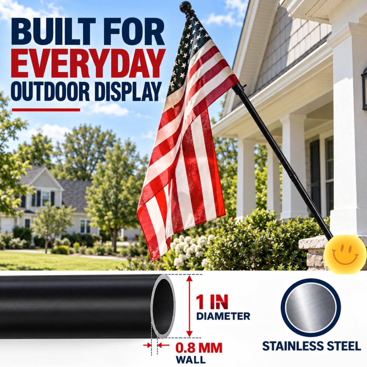 6FT Aluminum Flag Pole Kit with 3x5 US Flag R192978