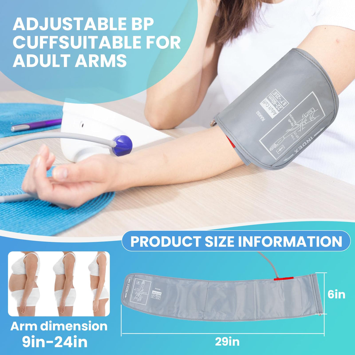 Extra Large Blood Pressure Cuff Replacement, 8.7"-23.6" Adjustable Upper Arm Cuff X307