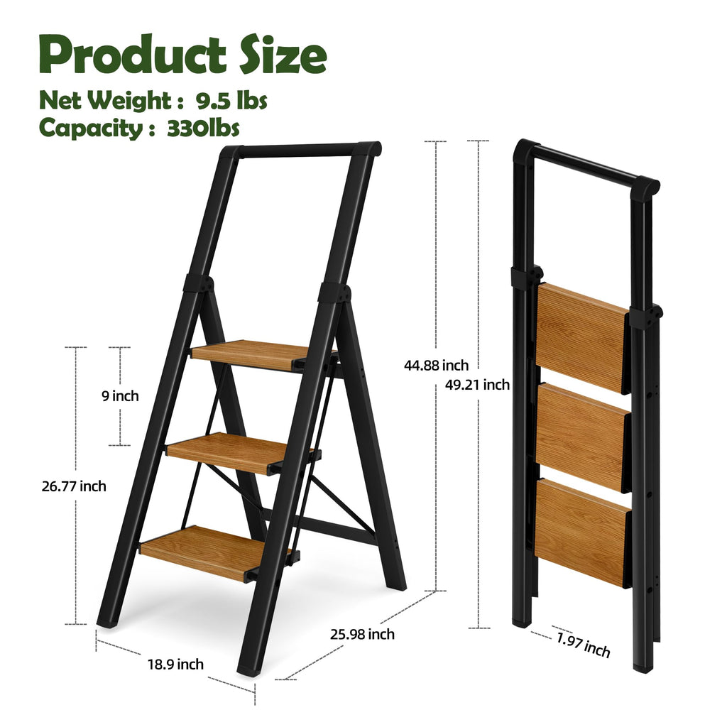 3 Step Aluminum Foldable Step Stool H31411