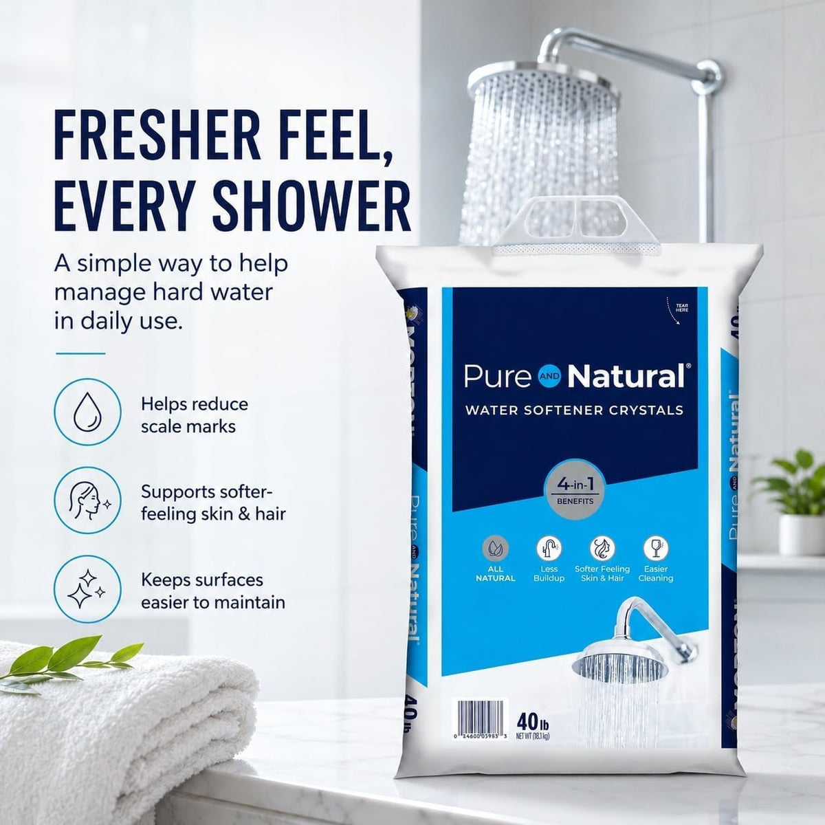 Natural Water Softener Salt Crystals 40 lb Bag 3 Pack H248433