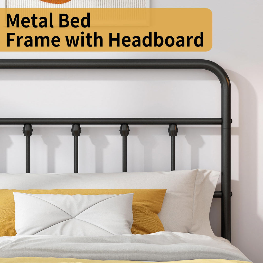 Queen Metal Bed Frame with Victorian Headboard & Footboard O432