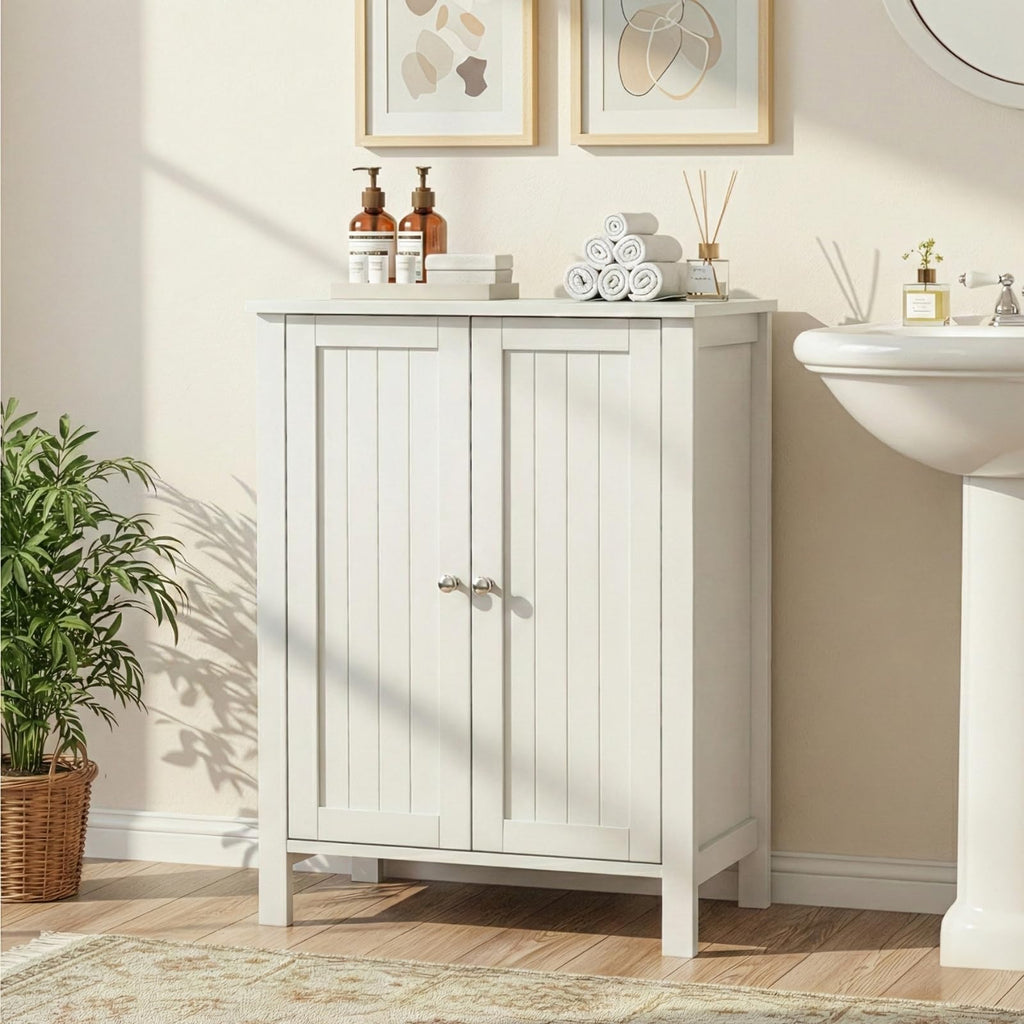 White Free Standing Bathroom Cabinet with Adjustable Shelf L315032