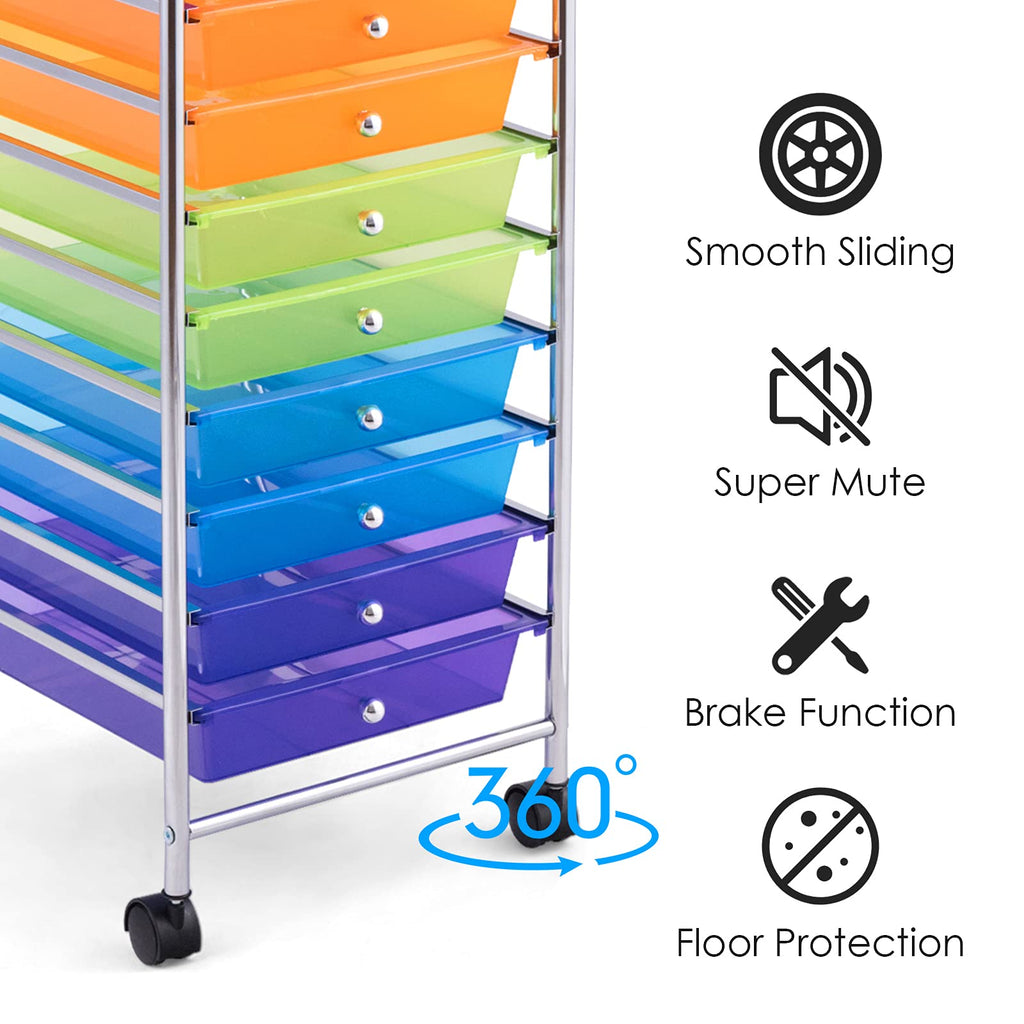 10 Drawer Rolling Storage Cart with Lockable Wheels N19295