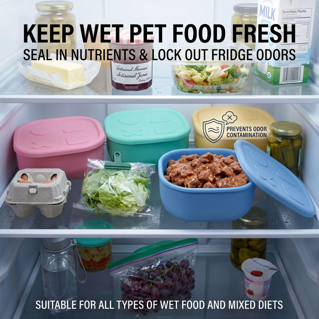 Airtight Pet Wet Food Storage Containers with Lids 4-Pack 12oz G94398