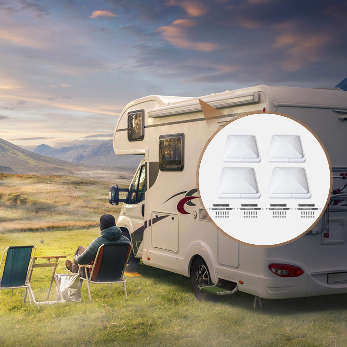 4 Pack 14 x 14 White RV Roof Vent Cover O40774