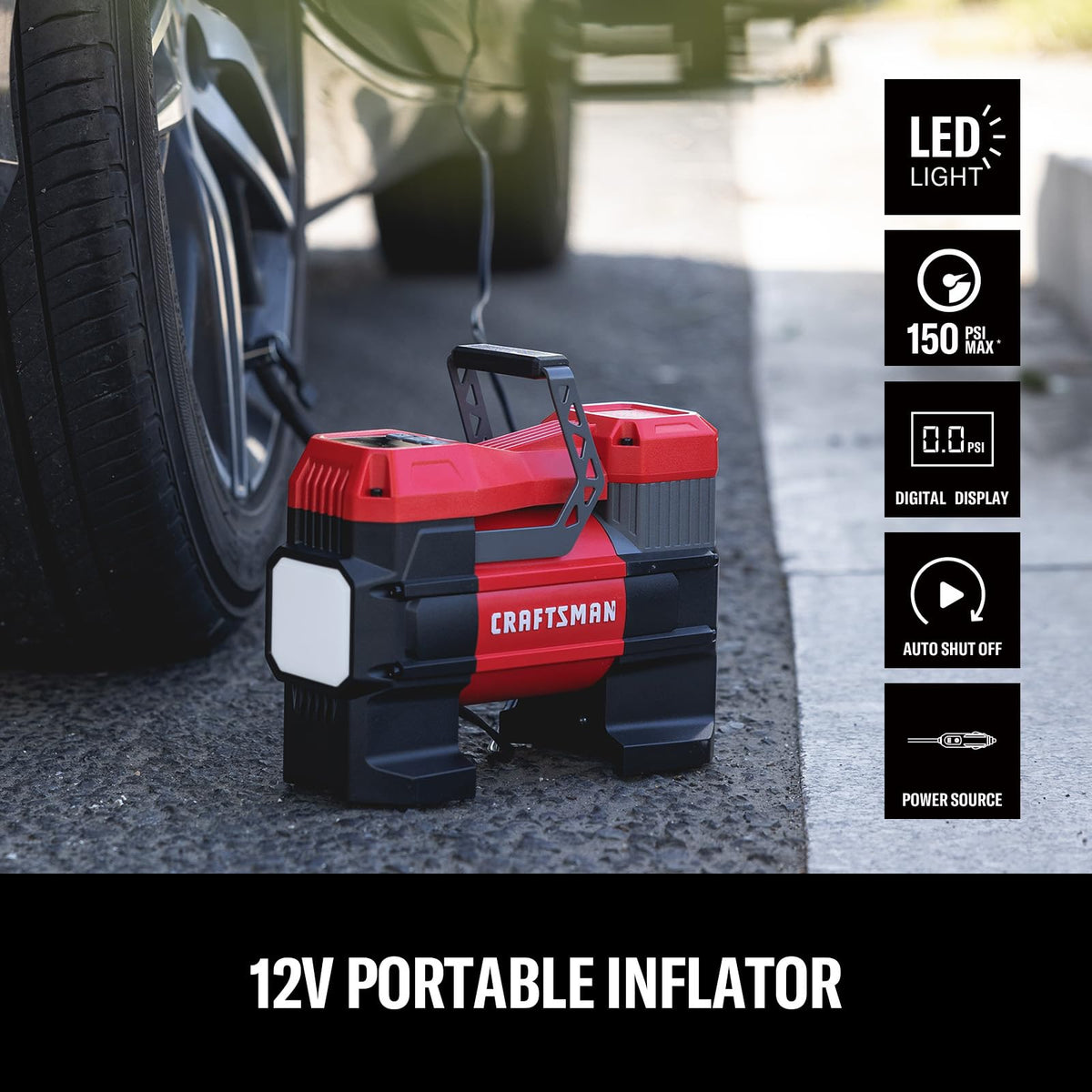 Portable 12V Tire Inflator with Digital Gauge A3310