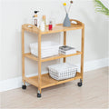 Side Table with Three-Tier Storage and Four Wheels W25372