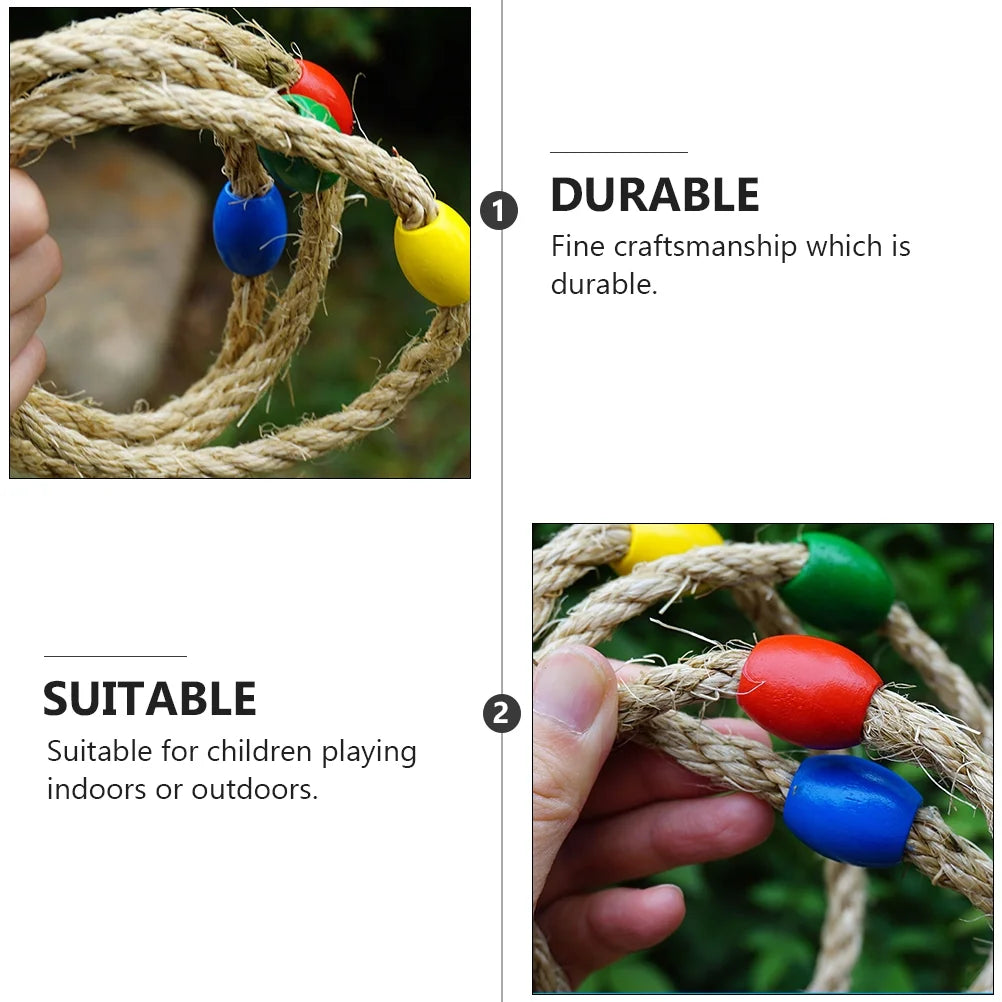 Natural Rope Ring Toss Game Toy 8 PCS R960