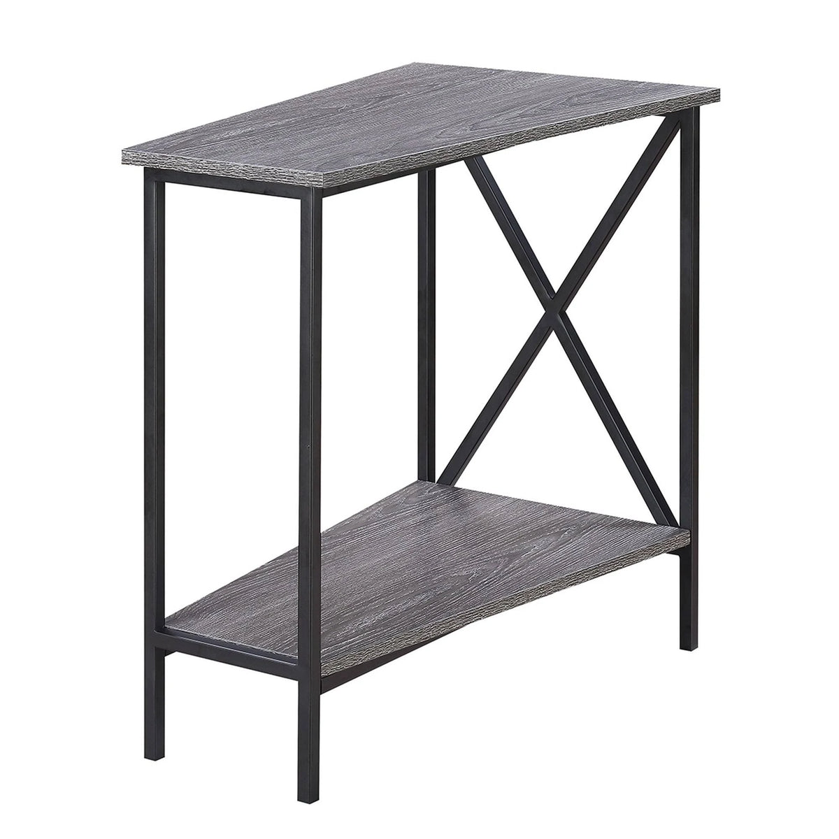 White Faux Marble Wedge End Table I753