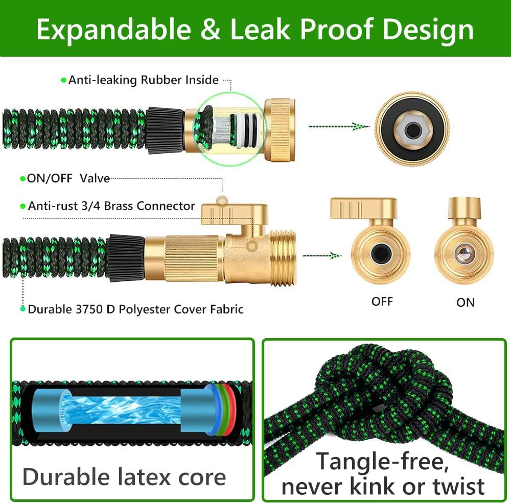 Expandable Garden Hose 75FT Pack of 2 with Spray Nozzle Z849