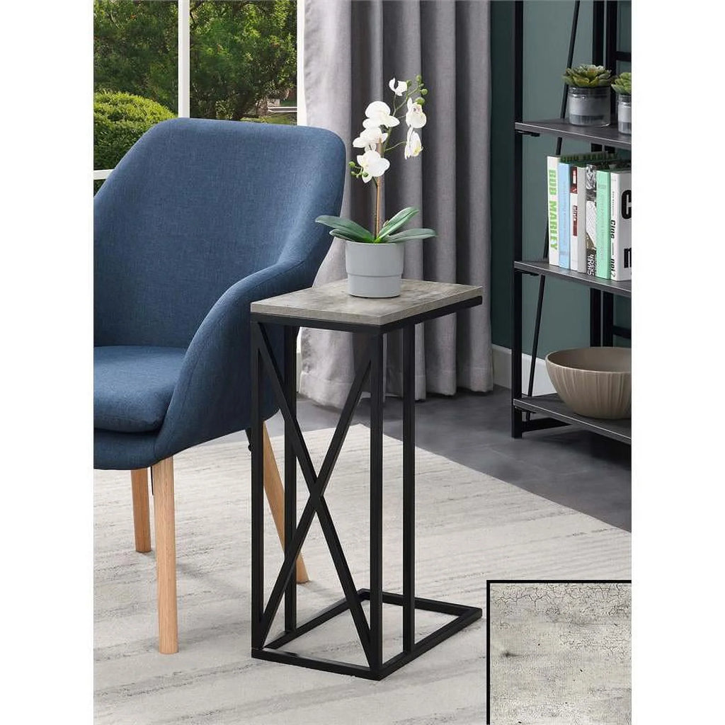 Gray Wood X Metal Frame C End Table Set of 2 P8628