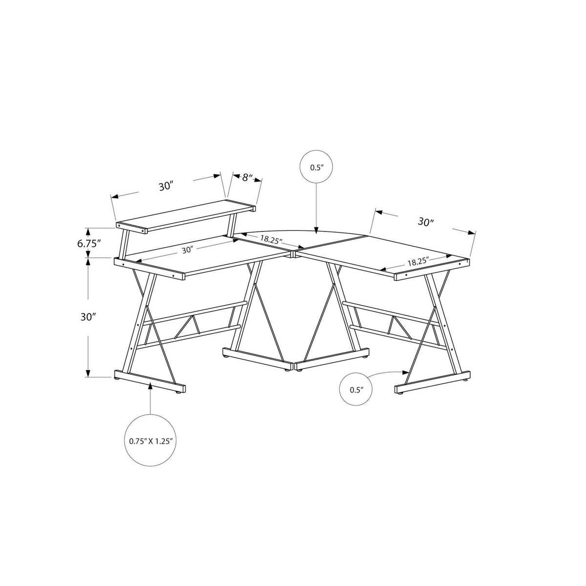 Cappuccino Top Silver Metal Computer Desk W226