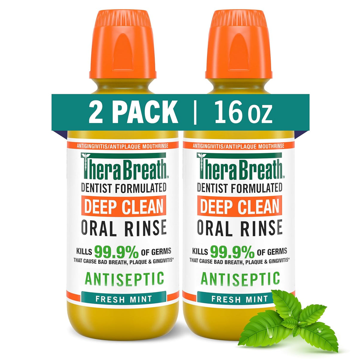 Mild Mint Fluoride Free Toothpaste 4 Ounce (Pack of 2) and Fresh Mint Alcohol Free Antigingivitis Mouthwash 16 fl oz (Pack of 2) O291142