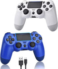 2 Pack Wireless Controller Gamepad with Charging Cable and Two Motors (Titanium Blue and Jet Black) V5249