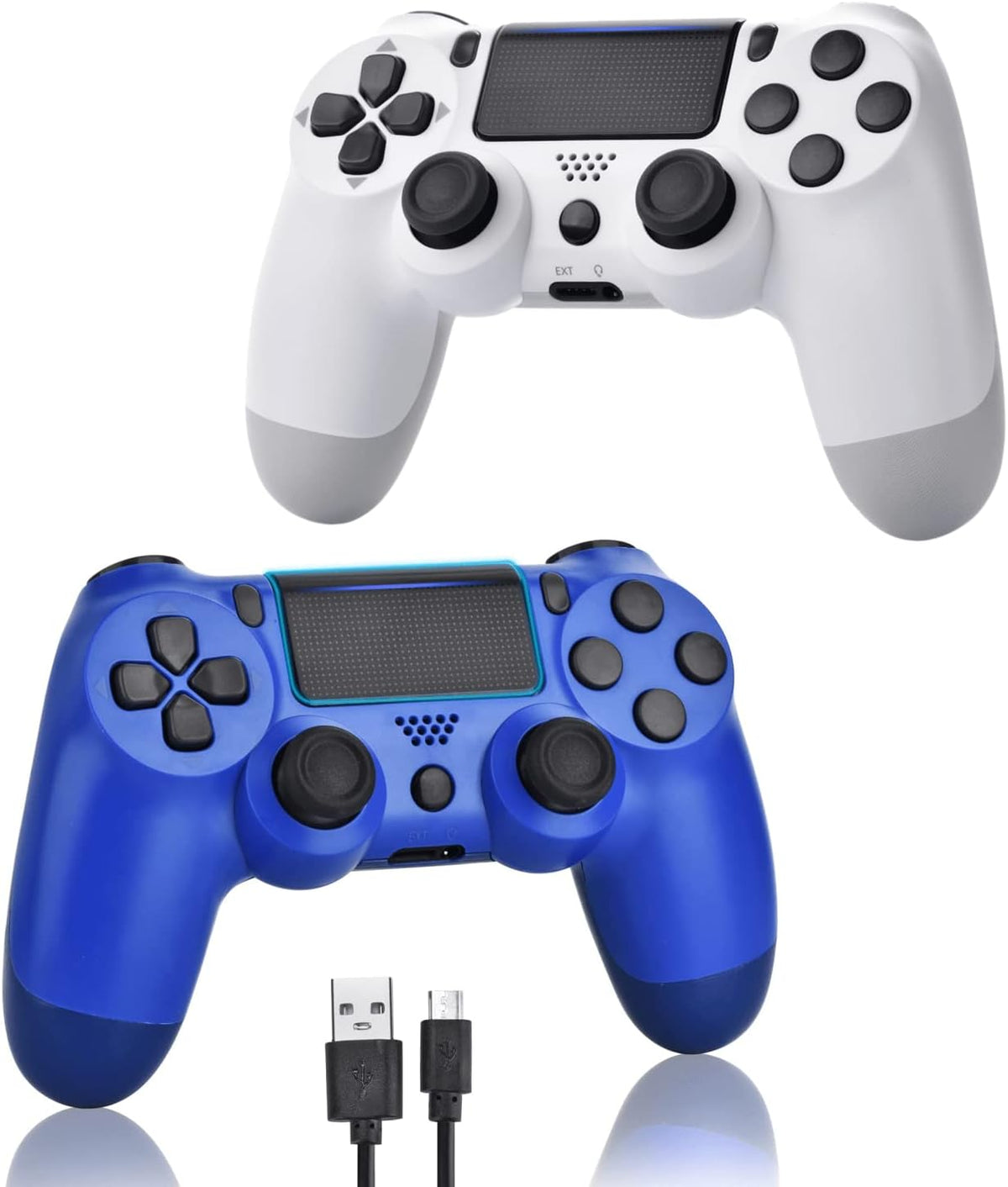 2 Pack Wireless Controller Gamepad with Charging Cable and Two Motors (Titanium Blue and Jet Black) V5249