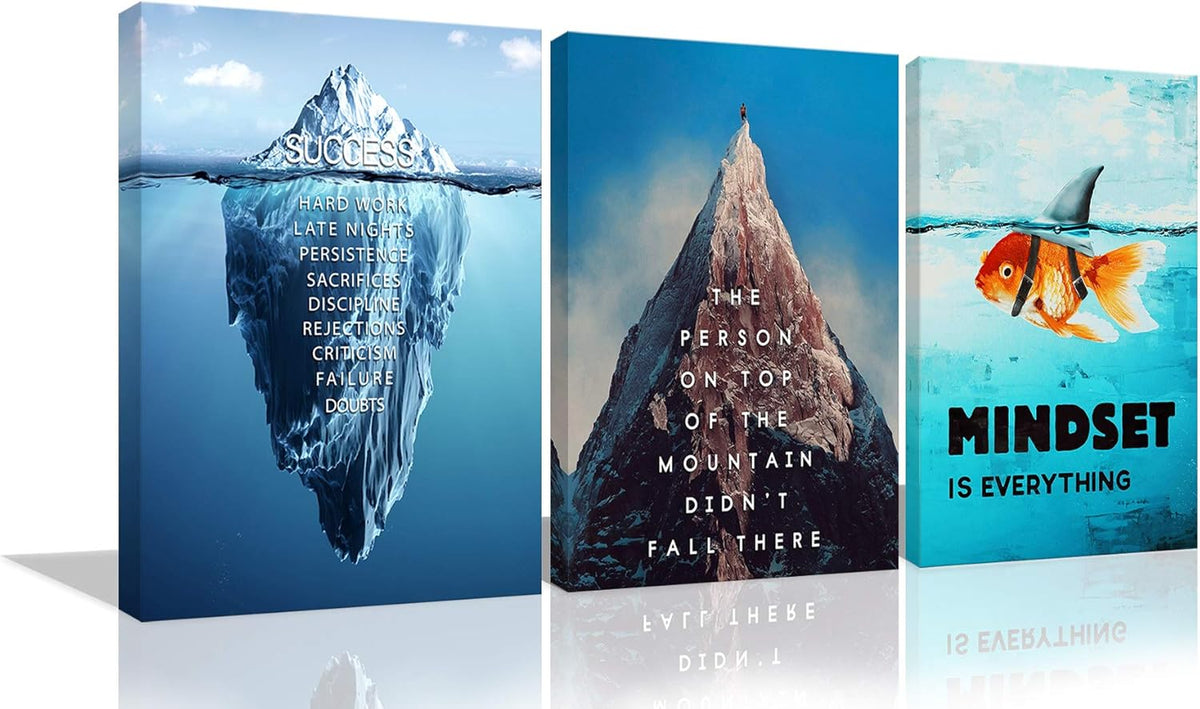 Inspirational Quote Canvas Wall Art 3 Panels 24x36x3 V769