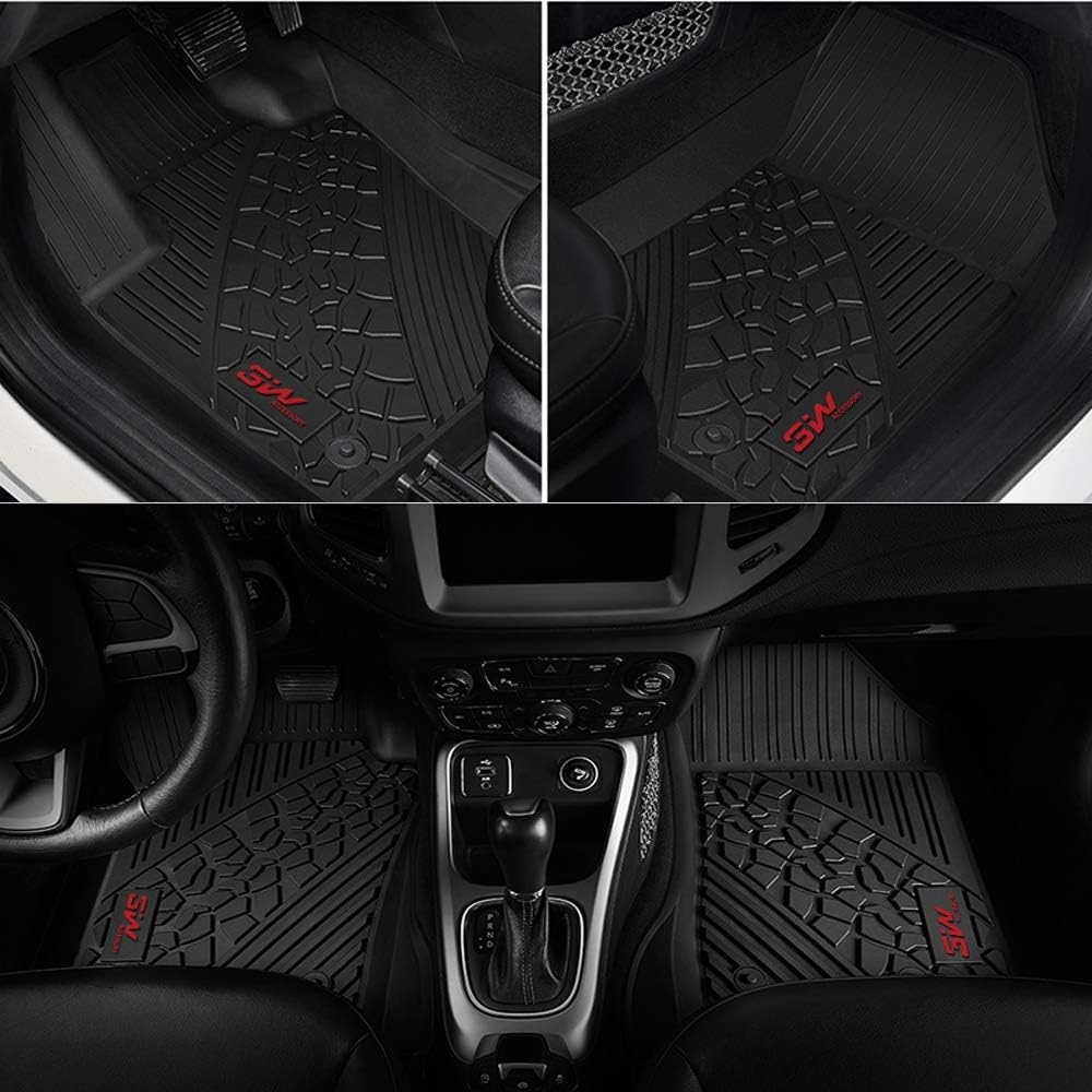 3W Floor Mats for Jeep Wrangler JL 2018-2021 TPE Floor Liner Full Set Black K50586