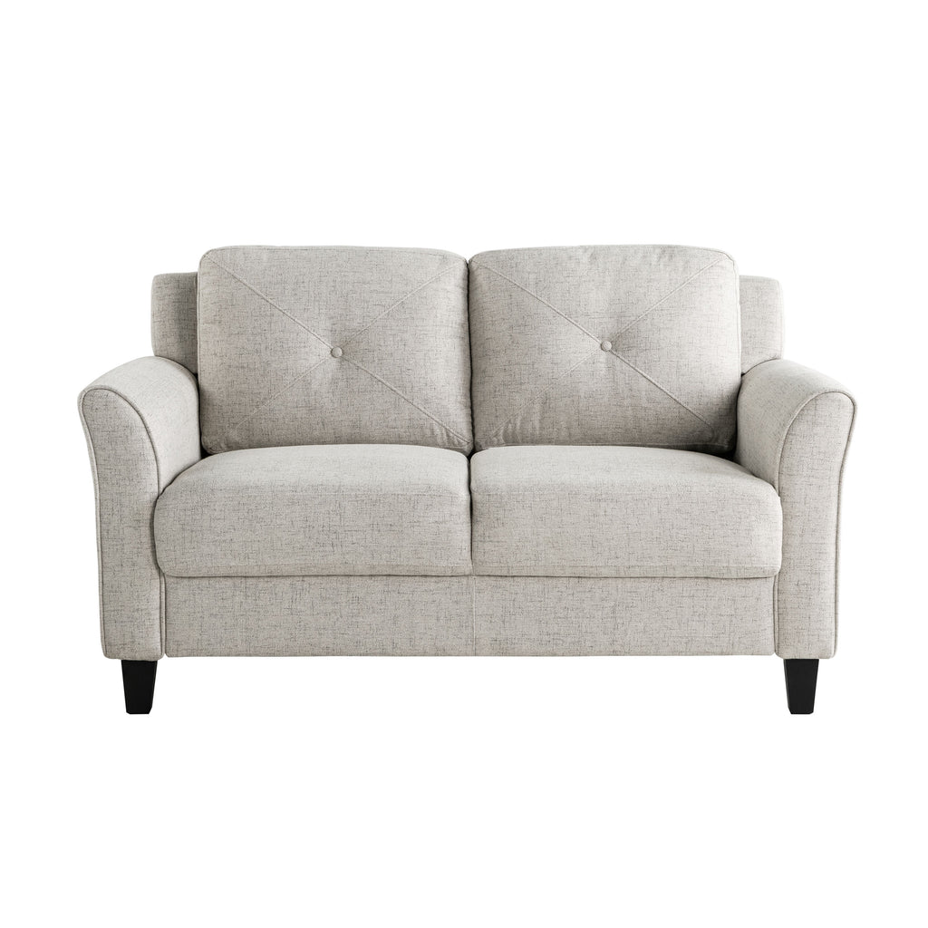 Beige Fabric Loveseat with Curved Arms H9919