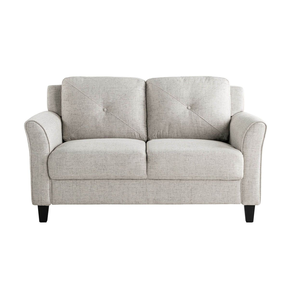 Beige Fabric Loveseat with Curved Arms H9919
