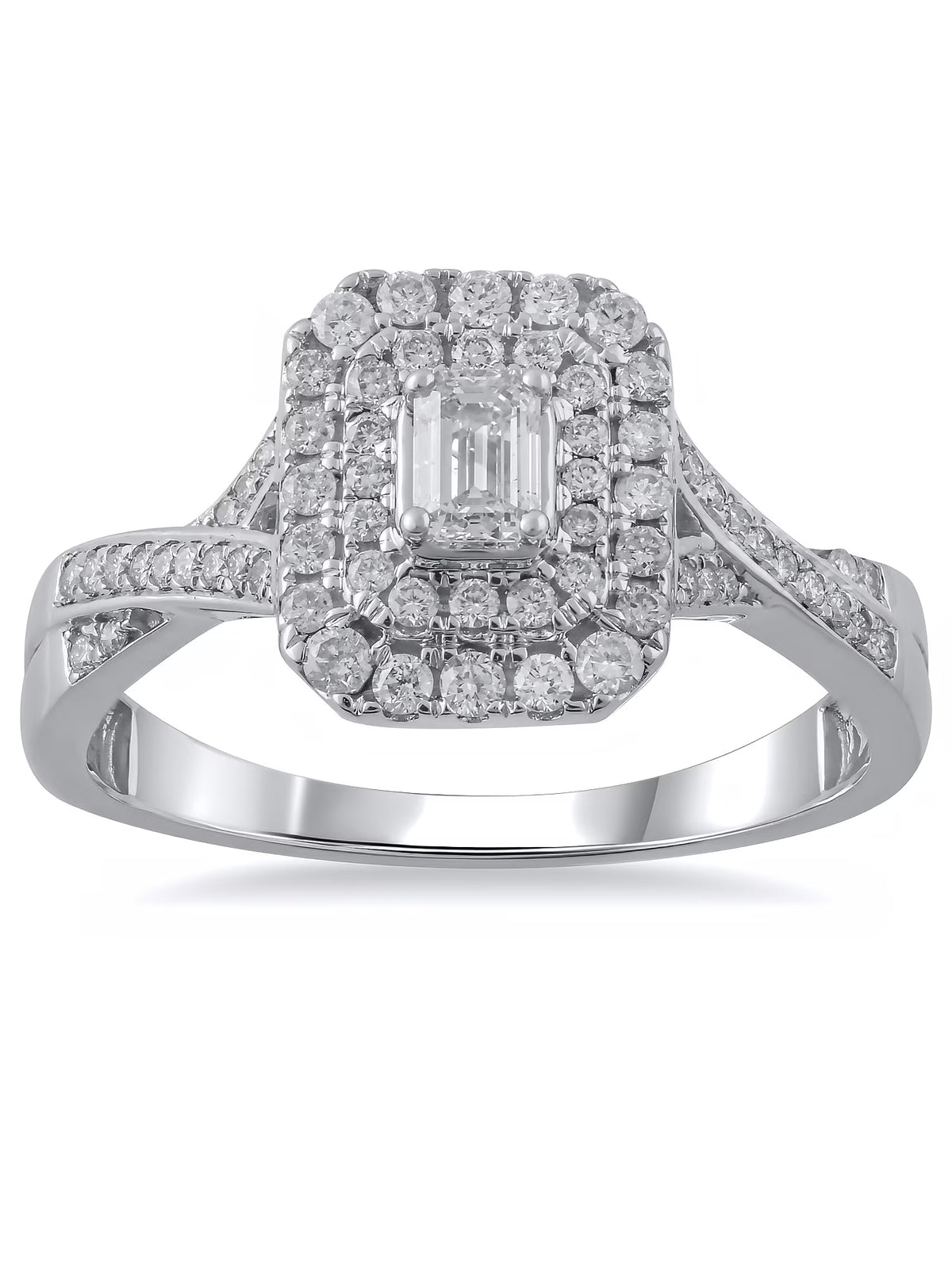 10kt White Gold Emerald Cut Diamond Engagement Ring B989474