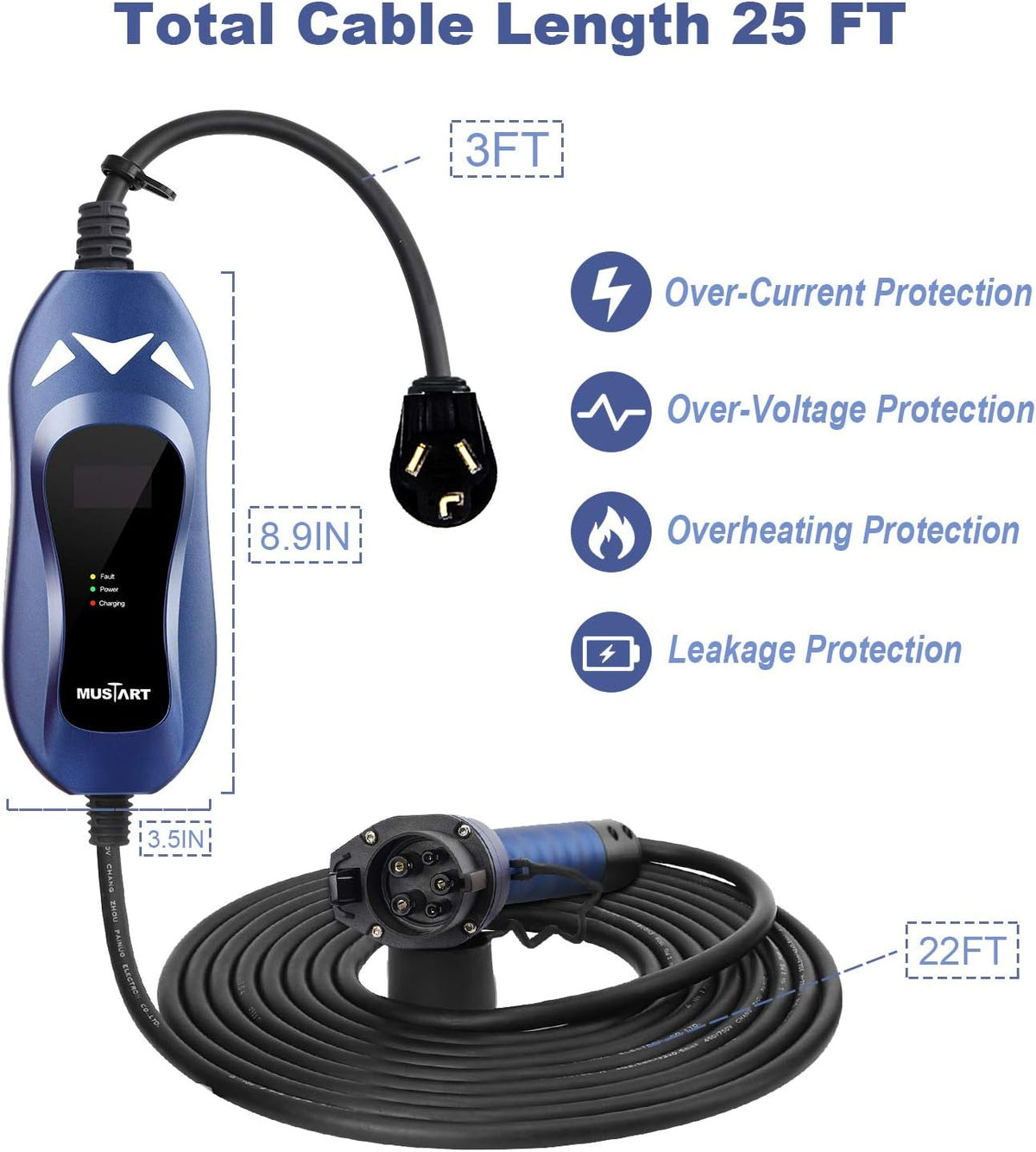 Portable EV Charger with 25ft Cable Q549