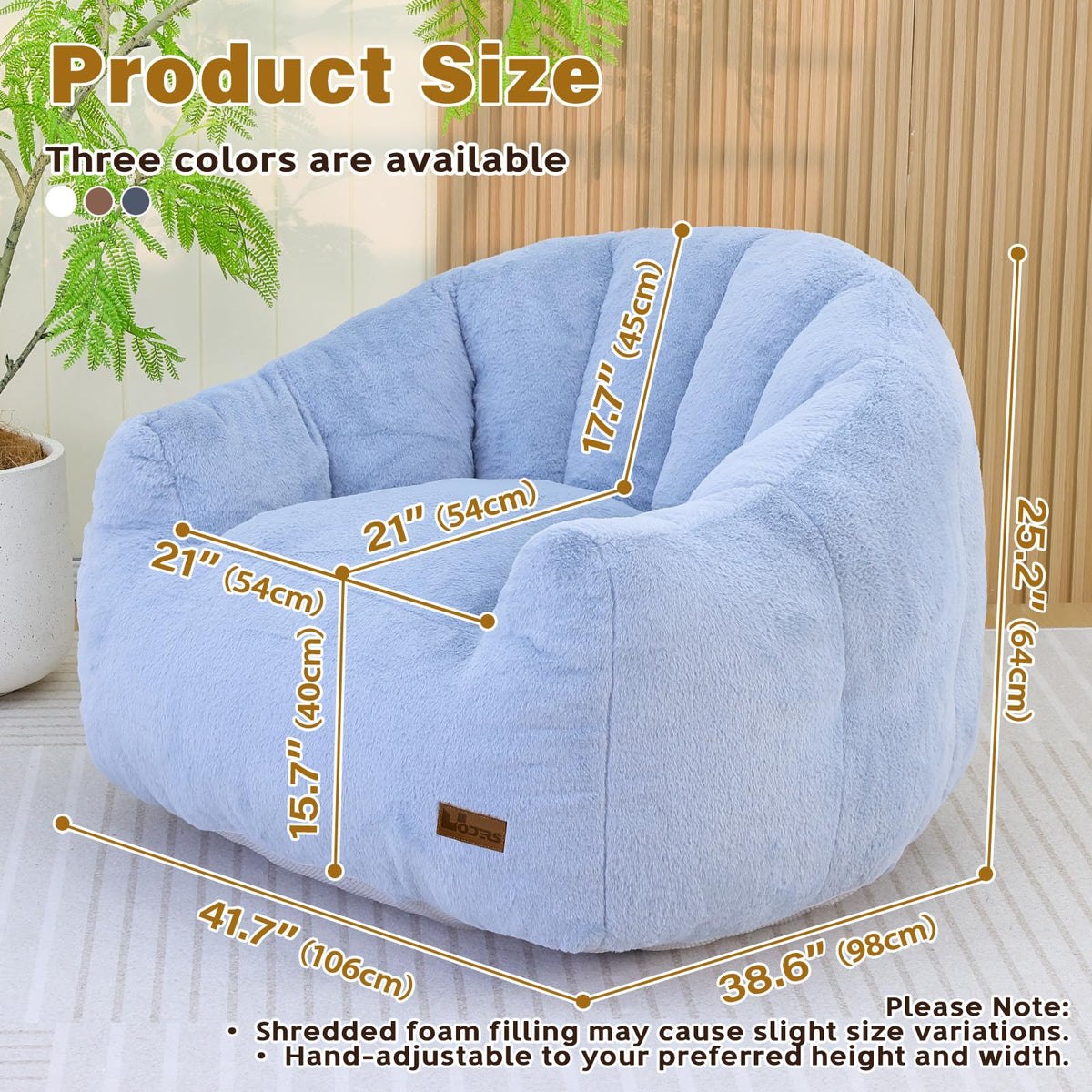 Light Blue Corduroy Bean Bag Chair Q891