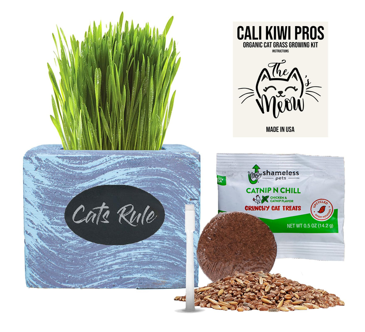 Organic Wheatgrass Seed & Soil Cat Grass Kit C57162