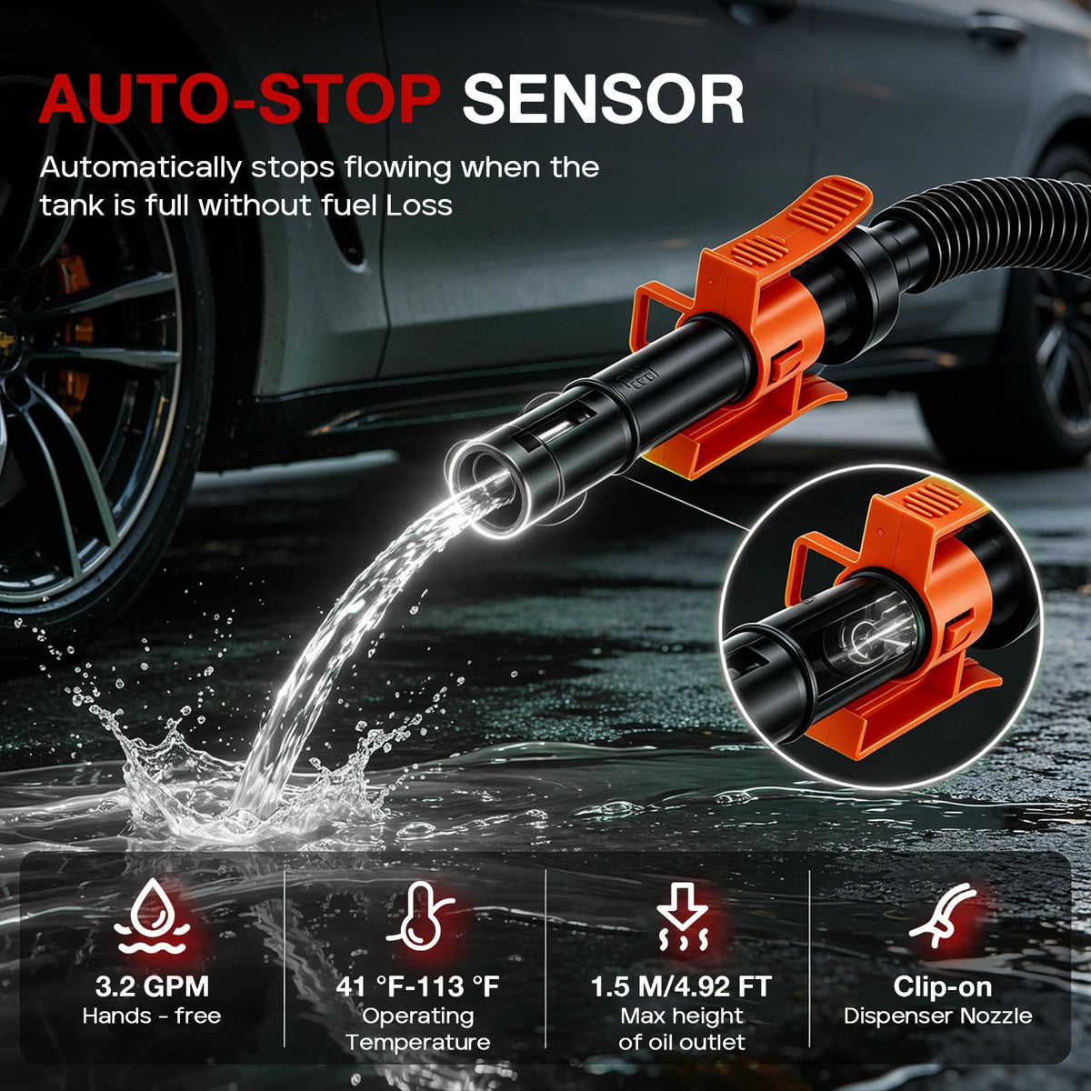 Cordless Fuel Transfer Pump 3.2 GPM with Auto-Stop Y7815