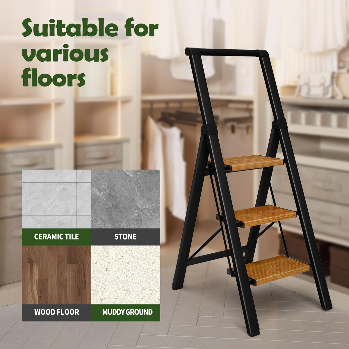 3 Step Aluminum Foldable Step Stool H31411
