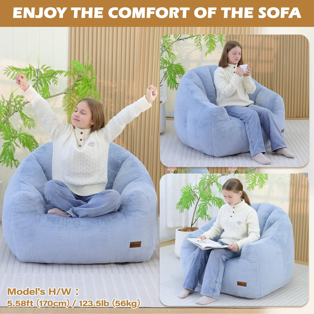 Light Blue Corduroy Bean Bag Chair Q891