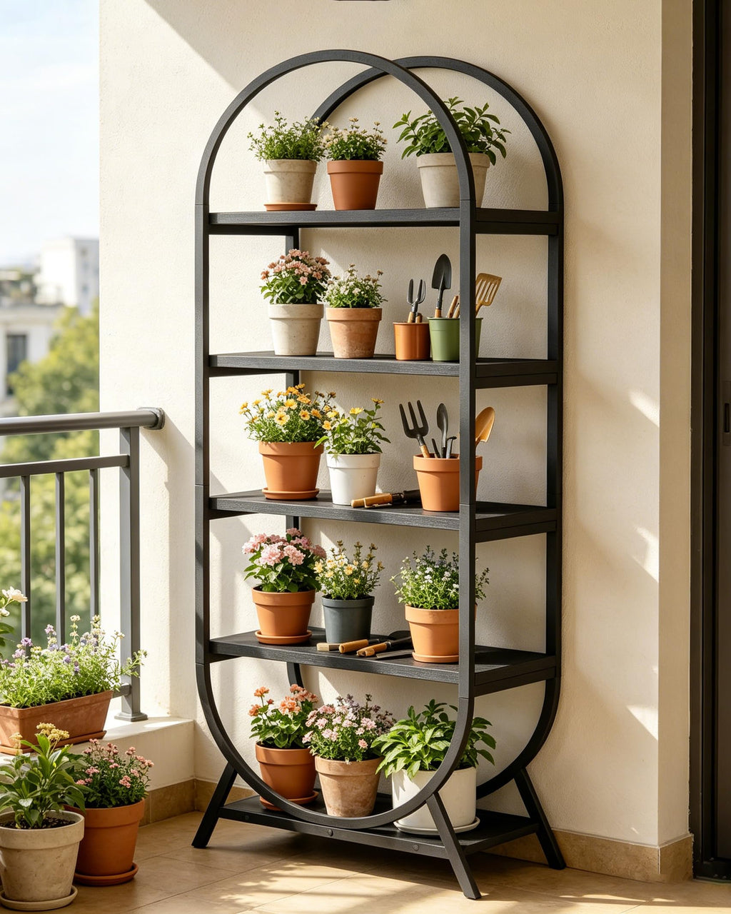 Black 5 Tier Arched Bookshelf A51599